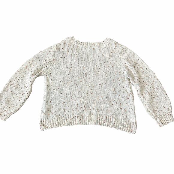 By The River Women's Sweater Large Cream Crochet Confetti Preppy Fun Cozy Cabin - Picture 2 of 8